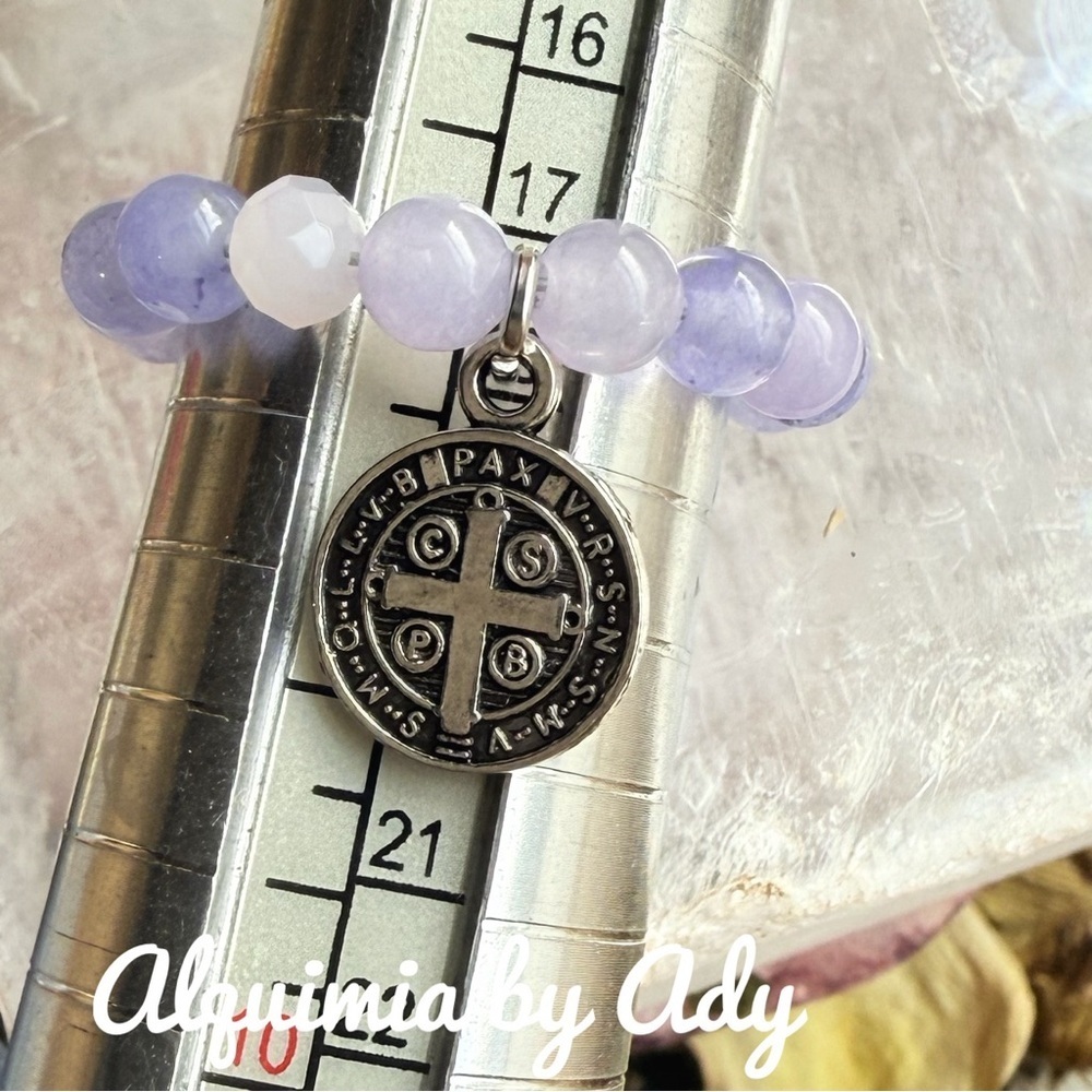 Purple jade beaded boho ring